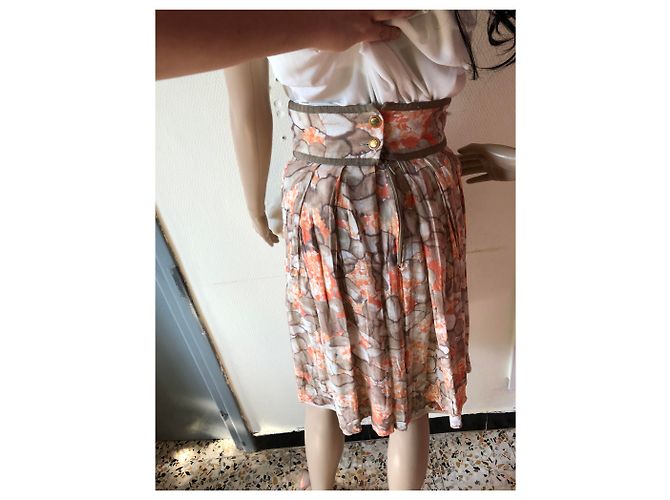 Falda Louis Féraud de viscosa Taupe Coral Gris pardo - vista 9