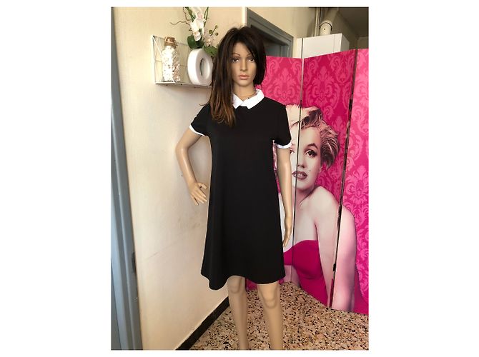 Vestido negro La Fée Maraboutée con cuello Peter Pan blanco - vista 2