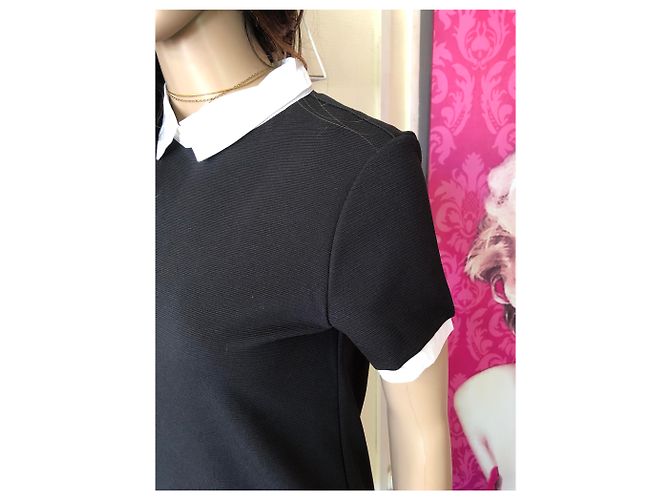 Vestido negro La Fée Maraboutée con cuello Peter Pan blanco - vista 8