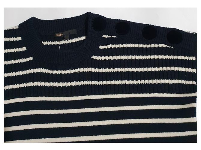 Maglione oversize a righe Maje blu bianco - vista 2