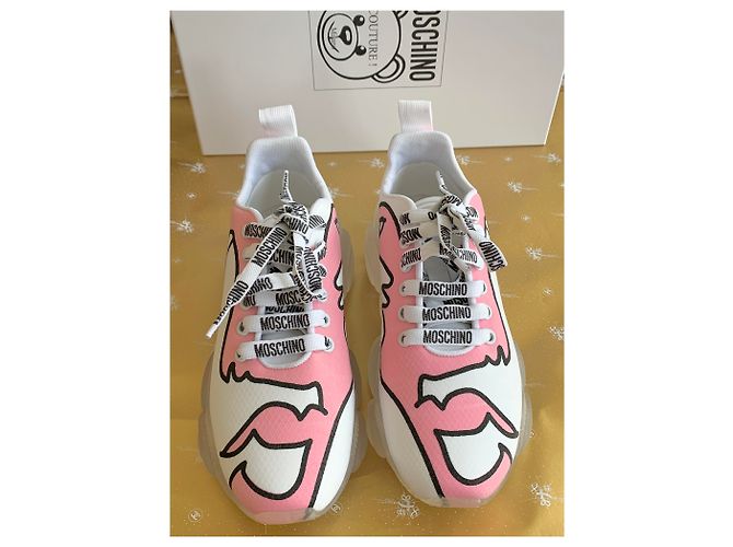 Sneakers Moschino Couture Rosa e Bianco - vista 2
