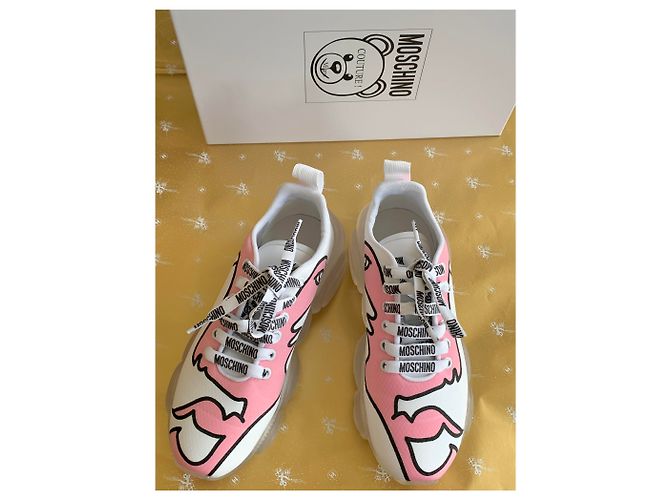 Sneakers Moschino Couture Rosa e Bianco - vista 3