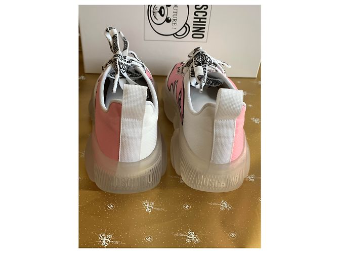 Sneakers Moschino Couture Rosa e Bianco - vista 4