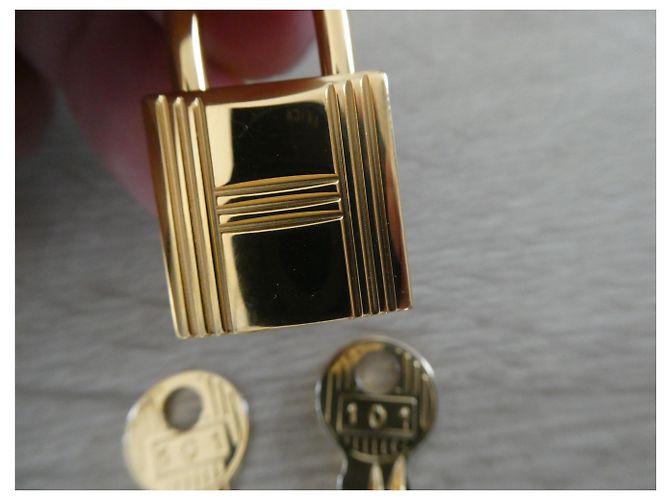 Lucchetto Hermès in acciaio dorato con chiavi Gold hardware - vista 7