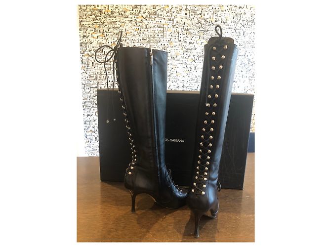 Botas altas de piel negra Dolce & Gabbana Negro - vista 2