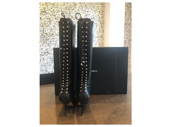 Botas altas de piel negra Dolce & Gabbana Negro - vista 7