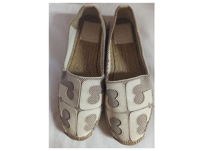 Espadrilles Tory Burch Ines Beige in Pelle e Tessuto - vista 3