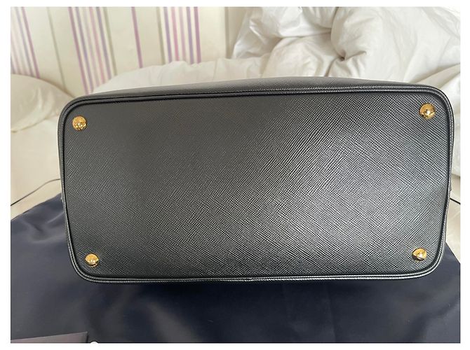 Prada Saco de couro forrado com saffiano Preto Vermelho - vista 4