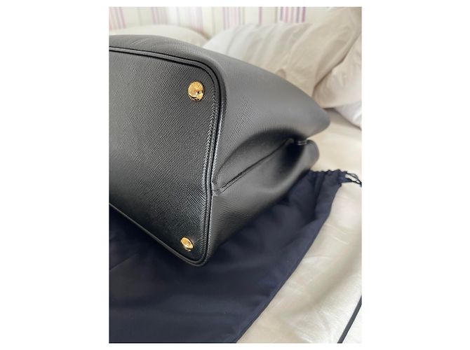 Prada Saco de couro forrado com saffiano Preto Vermelho - vista 5