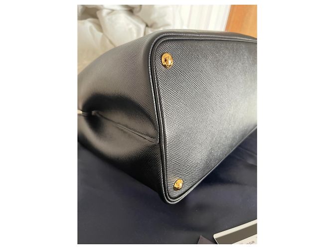 Prada Saco de couro forrado com saffiano Preto Vermelho - vista 6