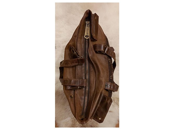 Borsa tote Dolce & Gabbana in pelle e velluto a coste marrone - vista 6