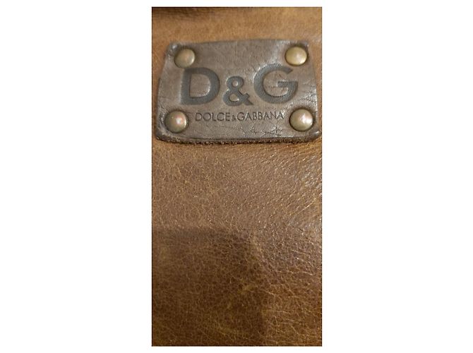 Borsa tote Dolce & Gabbana in pelle e velluto a coste marrone - vista 7