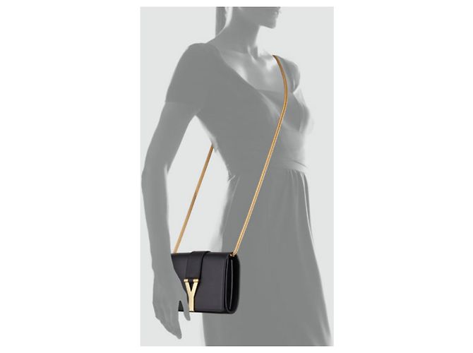 Yves Saint Laurent borsa a tracolla mini Linea Y pelle marrone Marrone scuro - vista 13