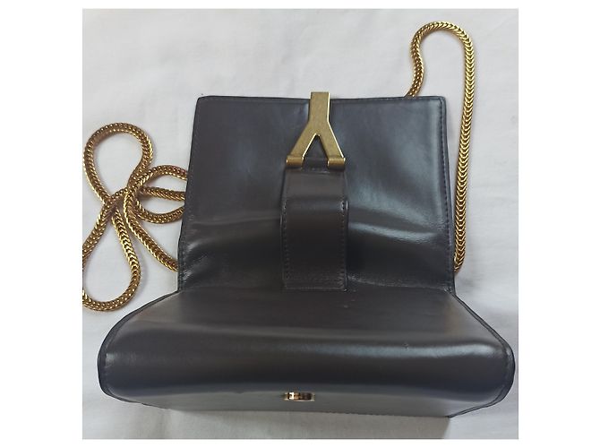 Yves Saint Laurent borsa a tracolla mini Linea Y pelle marrone Marrone scuro - vista 8