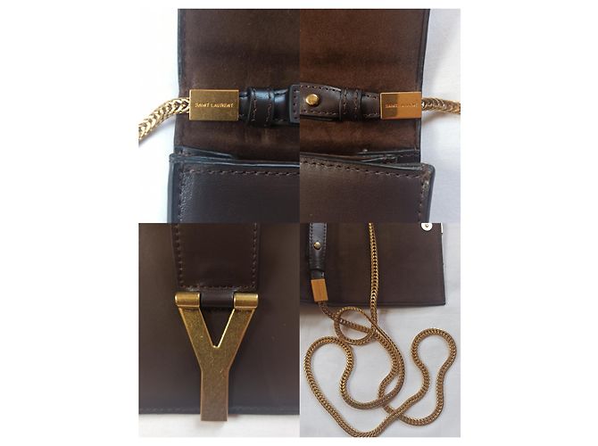 Yves Saint Laurent borsa a tracolla mini Linea Y pelle marrone Marrone scuro - vista 9