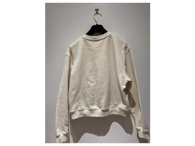Chanel Cambon Sweatshirt aus Baumwolle mit bestickten Kamelien Eggshell Aus weiß - Ansicht 2