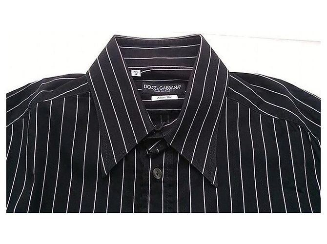 Camicia Dolce & Gabbana in cotone nero a righe - vista 3