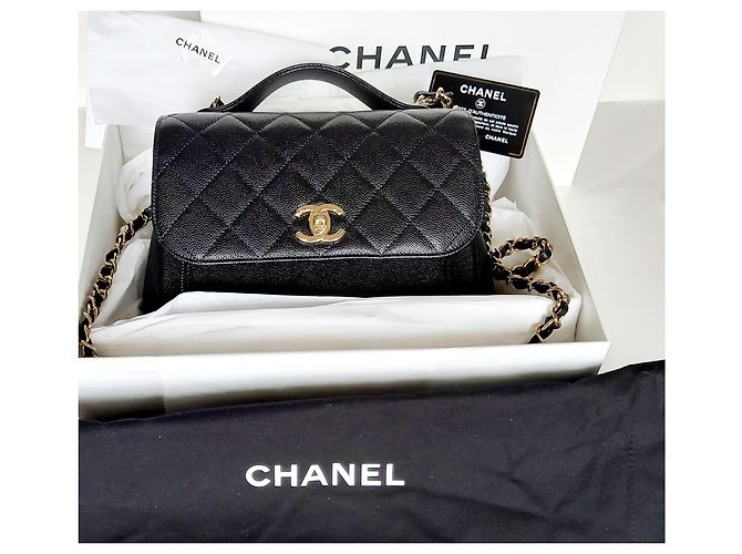 Timeless Chanel Borsa piccola con patta con manico Nero - vista 3