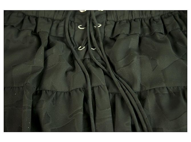 IRO "Carmel" Black Chiffon Tiered Plissee Minirock Größe 36 Schwarz - Ansicht 4