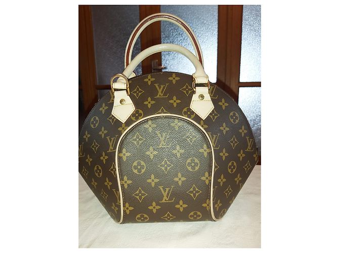 Borsa a mano Louis Vuitton Ellipse in pelle marrone - vista 2