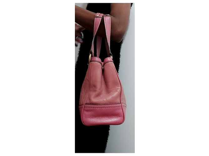 Borsa tote Coach Turnlock in pelle rosa - vista 8