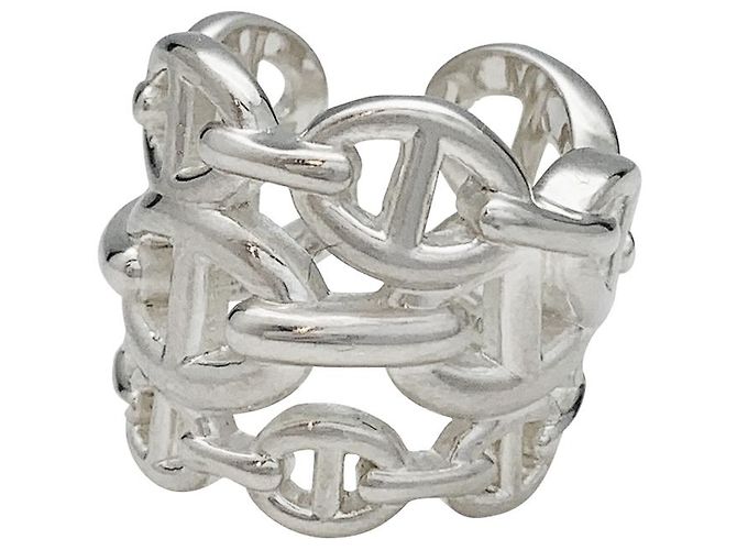 Chaîne d'ancre Anello Hermès modello "Chained anchor chain" in argento. - vista 2