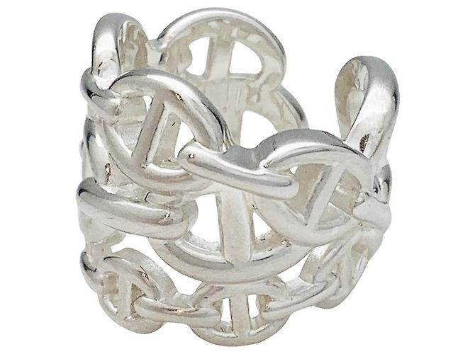 Chaîne d'ancre Anello Hermès modello "Chained anchor chain" in argento. - vista 3