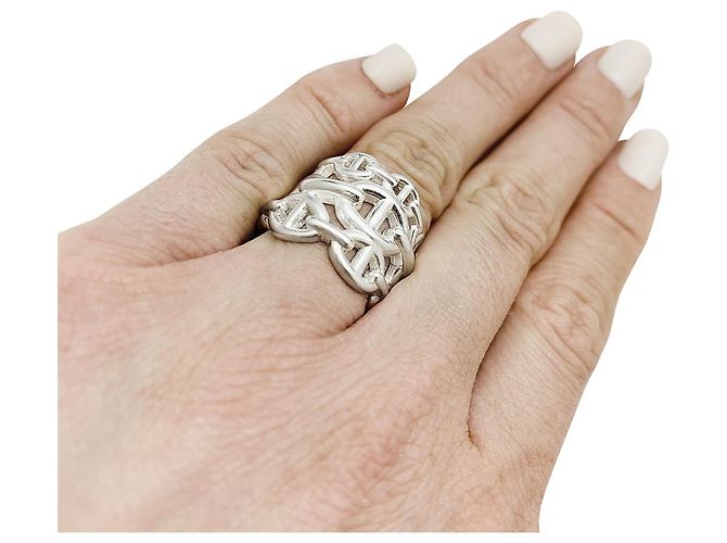 Chaîne d'ancre Anello Hermès modello "Chained anchor chain" in argento. - vista 8