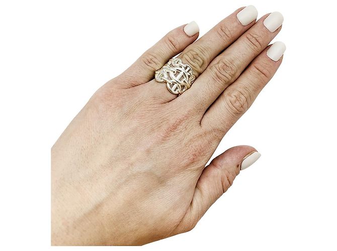 Chaîne d'ancre Anello Hermès modello "Chained anchor chain" in argento. - vista 9