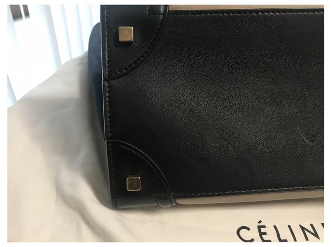 Céline Bagaglio Sac Celine MM Nero Blu Beige - vista 2