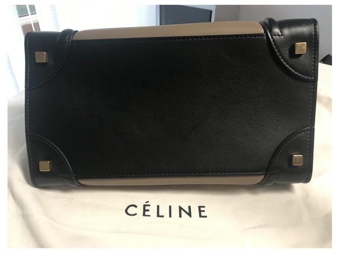 Céline Bagaglio Sac Celine MM Nero Blu Beige - vista 4
