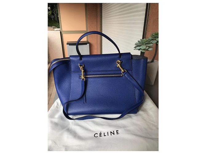 Belt Bag Borsa Nano Belt Céline Blu in Pelle Granulata - vista 4