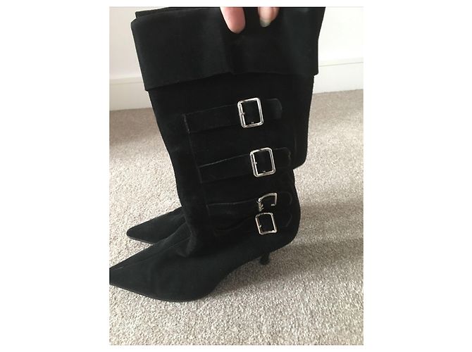 Botas Marc Jacobs de ante negro con hebillas - vista 7