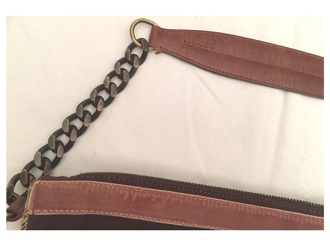 Borsa a tracolla Moschino in pelle marrone e velluto Marrone scuro - vista 2