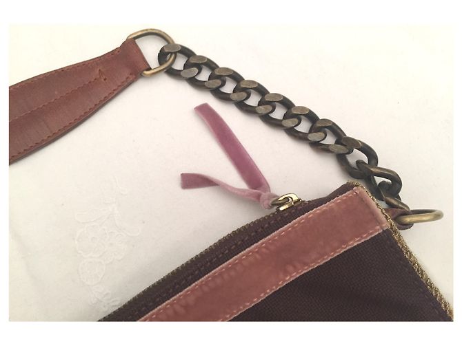 Borsa a tracolla Moschino in pelle marrone e velluto Marrone scuro - vista 3