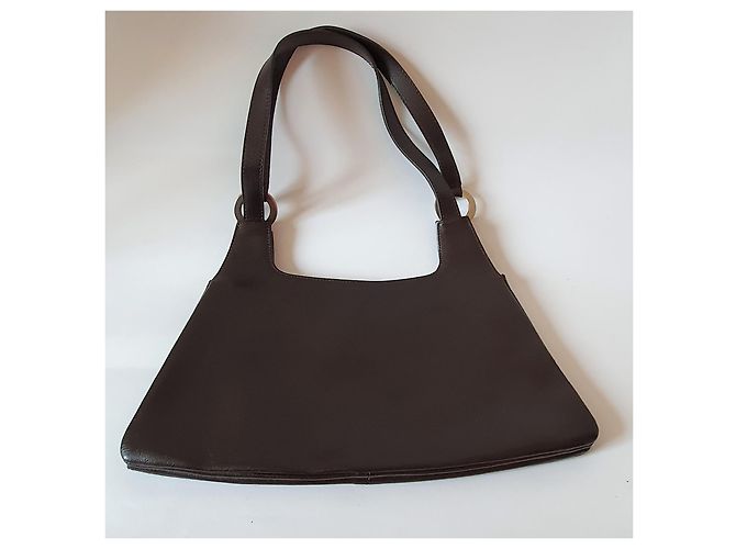 Borsa Pennyblack (MAX MARA) in pelle marrone con cuciture rosse Marrone scuro - vista 2