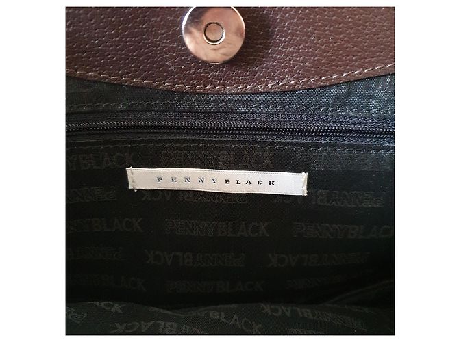 Borsa Pennyblack (MAX MARA) in pelle marrone con cuciture rosse Marrone scuro - vista 4