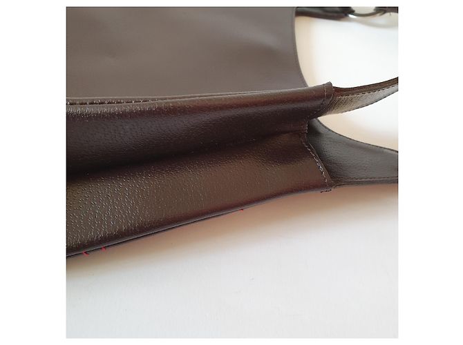 Borsa Pennyblack (MAX MARA) in pelle marrone con cuciture rosse Marrone scuro - vista 7