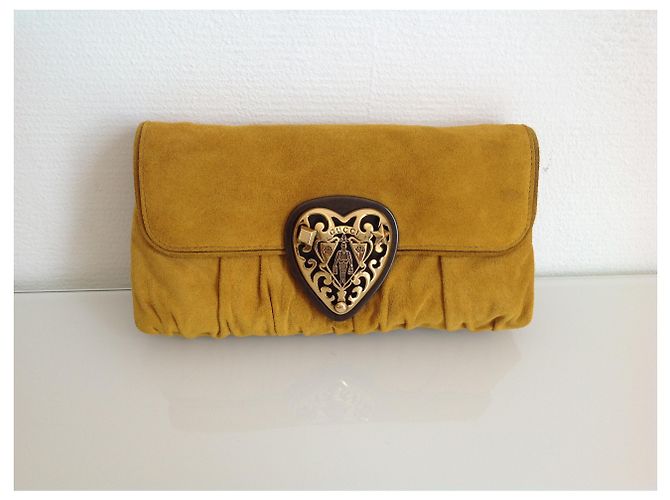Pochette Gucci in pelle senape - vista 3