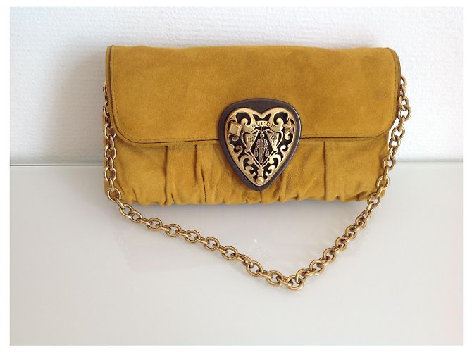 Pochette Gucci in pelle senape - vista 4