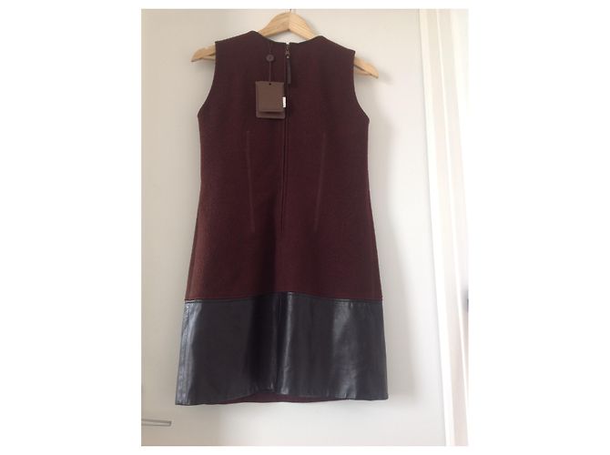 Louis Vuitton Kleid aus Wolle und Lammfell Dunkelrot Bordeaux - Ansicht 2