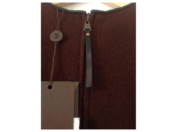 Louis Vuitton Kleid aus Wolle und Lammfell Dunkelrot Bordeaux - Ansicht 3