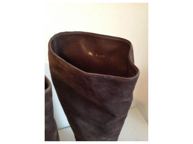 Botas Louis Vuitton Taupe Cuero Ante Gris pardo - vista 6