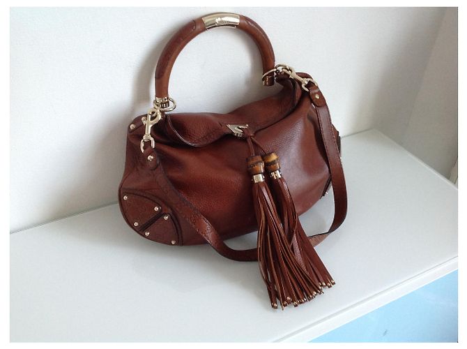 Borsa a mano Gucci Indy in pelle color caramello - vista 2
