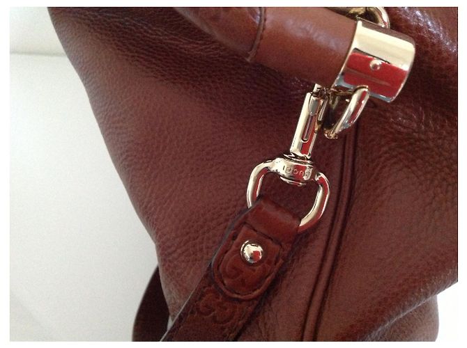 Borsa a mano Gucci Indy in pelle color caramello - vista 8