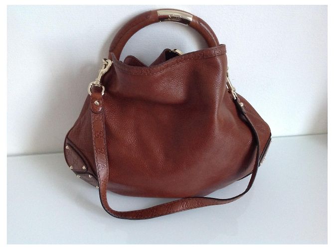 Borsa a mano Gucci Indy in pelle color caramello - vista 9