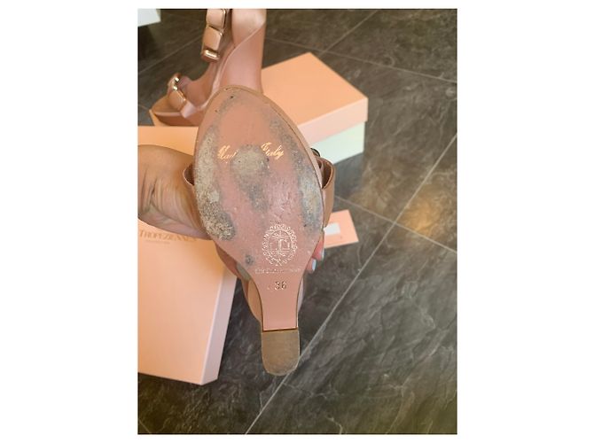 Autre Marque Mules compensées La Tropezienne en cuir rose taille 36 - vue 3