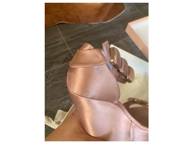 Autre Marque Mules compensées La Tropezienne en cuir rose taille 36 - vue 5
