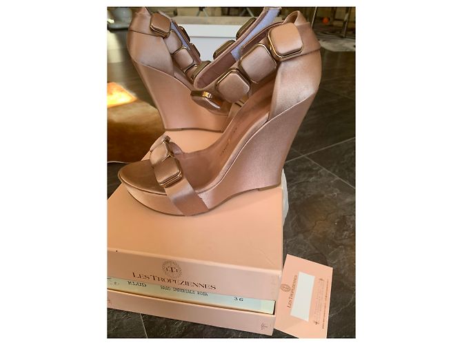 Autre Marque Mules compensées La Tropezienne en cuir rose taille 36 - vue 6