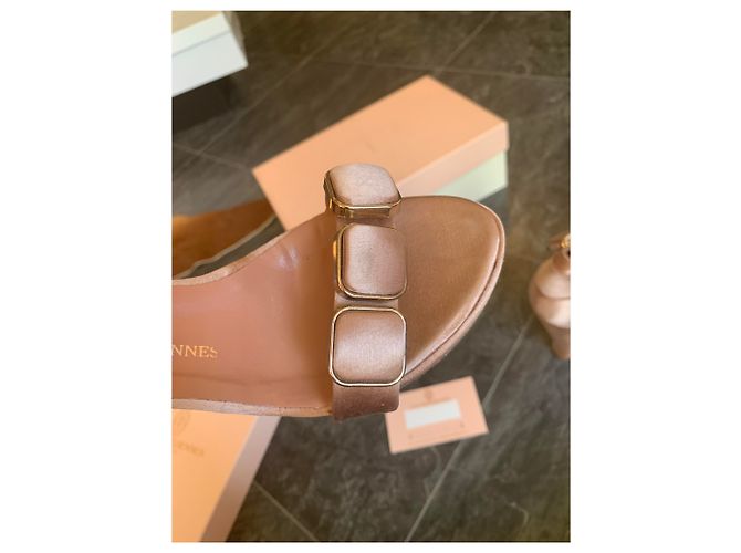 Autre Marque Mules compensées La Tropezienne en cuir rose taille 36 - vue 7